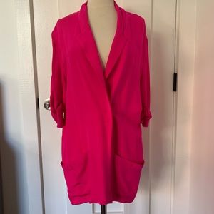 HOT HOT Pink 100% silk oversized blazer